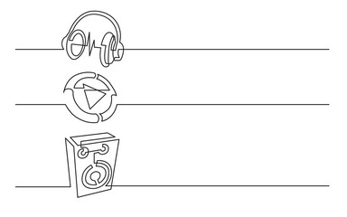 Wall Mural - png image with transparent background of continuous line drawing of business icons: headphones, vide