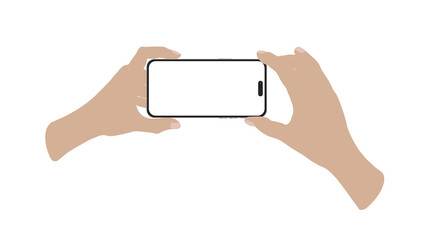 Wall Mural - hand holding mockup smart phone 14 generation vector and screen png transparent on screen horizontal