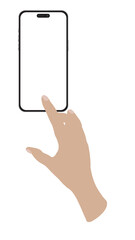 Wall Mural - hand will touch mockup smart phone 14 generation vector and screen png transparent on screen horizon