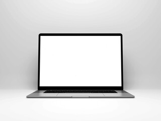 Wall Mural - laptop with blank screen isolated on white background, white aluminium body. whole in focus. high de