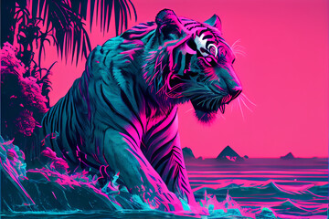 Vaporwave tiger ai art