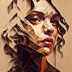 Lady face geometric texture low polygon Generative AI