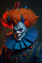 Portrait Of A Scary Clown With Evil Smile Face