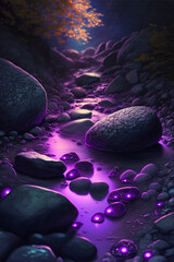 Wall Mural - Purple gemstone, Beautiful transparent stone in a mountain stream, closeup, wallpaper, background