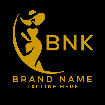BNK fashion logo. BNK  Beauty fashion house. modeling dress jewelry. BNK fashion technology  Monogram logo design for entrepreneur and best business icon. 
