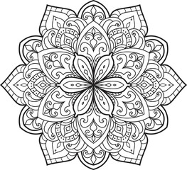 Wall Mural - Mandala white background.Adult coloring page