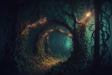 Path through the Magical Forest. Generative AI.	