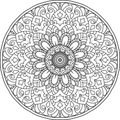 Wall Mural - Mandala white background.Adult coloring page