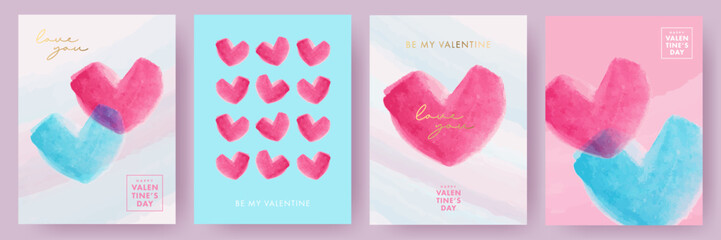 Wall Mural - creative concept of happy valentines day cards or posters set. abstract art templates with beautiful