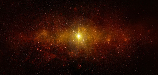 Wall Mural - Space scene with stars in the galaxy. Panorama. Universe red filled with stars, nebula and galaxy,. Elements of this image furnished by NASA