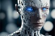 Halbfertiger Cyborg Roboter in menschlicher Bauweise. AI generativ