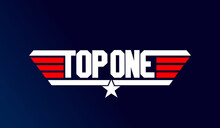 Top One Typography Icon With Top Gun Theme.