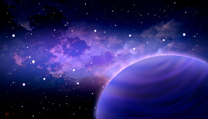 night sky with star and planet.