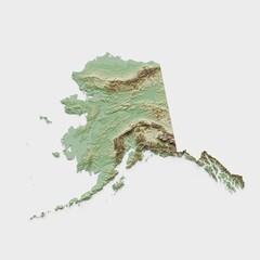 Wall Mural - Alaska Topographic Relief Map  - 3D Render