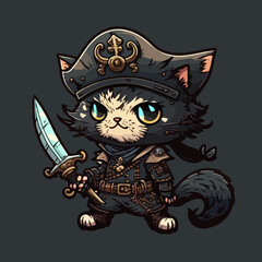  Furious Cat Pirates Vector