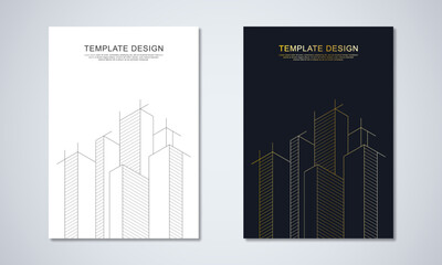 Wall Mural - architectural drawing with building construction for the book cover, brochure, flyer, poster, presen
