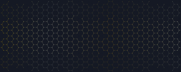 Wall Mural - Abstract design element with geometric background and golden hexagons shape pattern