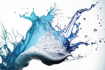 Poster - Water for drinking and an abstract water splash on a white background. Generative AI