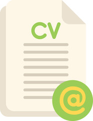 Sticker - Online cv paper icon flat vector. Job search. Career people isolated