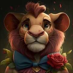 Poster - Lovely Lion with Bowknot