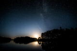 Fototapeta Kosmos - Night sky with milkyway and moonlight