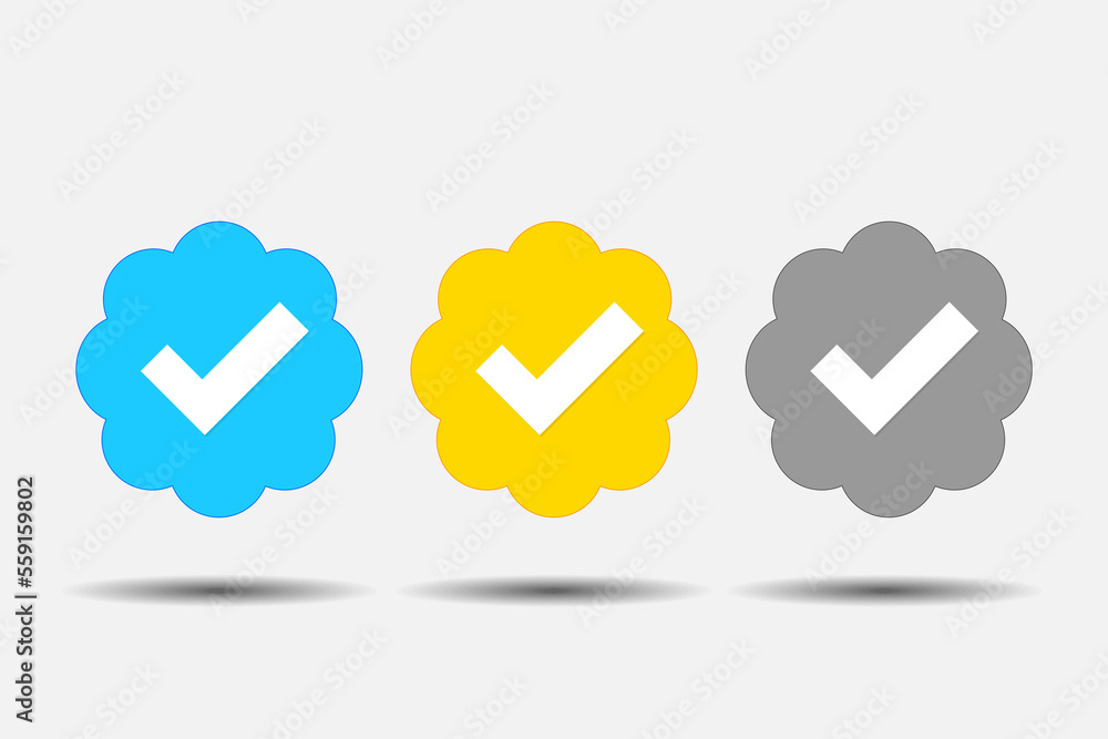 A set of multi-colored icons - checkmarks for checking a profile ...