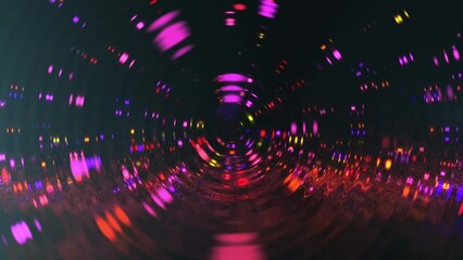 Wall Mural - spinning glowing colorful particles with flowing rippled glass effect - looping, full hd motion back
