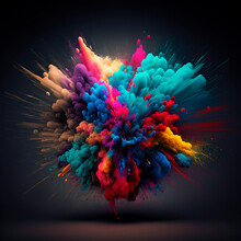 3d Abstract Explosion Of Bright Colors. High Quality Illustration