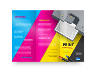 Trifold print cmyk polygraphy theme Cover design template vector