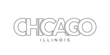 Chicago, Illinois, USA Typography Slogan Design. America Logo With Graphic City Lettering For Print And Web.