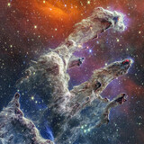 Fototapeta Krajobraz - Cosmos, Pillars of Creation, Eagle Nebula, James Webb Space Telescope