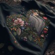 Floral embroidery, heart shaped embroidered shirt, generative ai, 