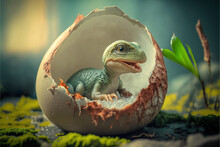 Dinosaur In Egg. AI Genereated