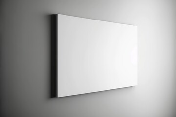 A white canvas wall art mock-up is on a clean and white wall, in a side view, generative ai