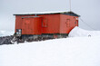 red shelter in antarctica