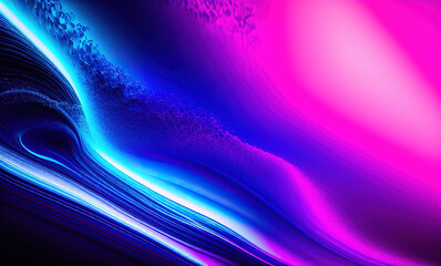 Wall Mural - Abstract blue purple neon wavy background . Generative AI