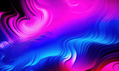 Wall Mural - Abstract blue purple neon wavy background . Generative AI