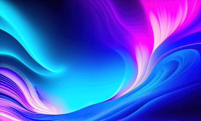 Wall Mural - Abstract blue purple neon wavy background . Generative AI