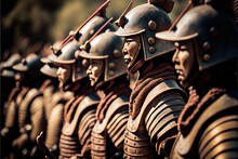 The China Ancient Army Is Preparing For Battle. A Formation Of China Ancient Soldiers. Generative AI Art.