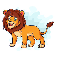 Poster - Cartoon lion on white background