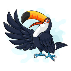 Wall Mural - Cartoon toucan bird on white background