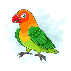 Poster - Cartoon love bird on white background