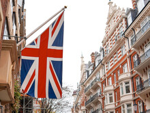 Union Jack Flag ,national Symbol On Building On London's Street