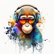 monkey wearing sunglasses and headphone