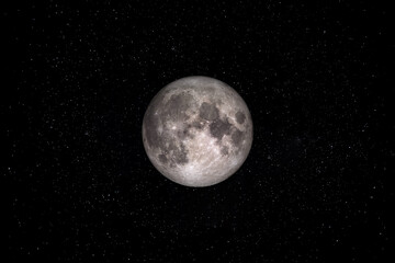 Wall Mural - moon is earths satellite orbiting in space surrounded by stars. this image elements furnished by nas