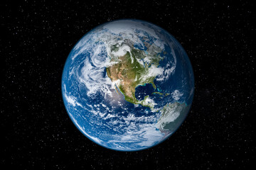 planet earth in space surrounded by stars showing north america. this image elements furnished by na