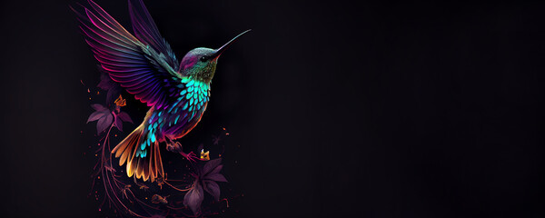 Wall Mural - generative ai: dreamy image of a fantasy hummingbird