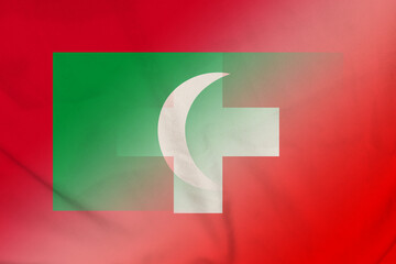 Maldives and Switzerland national flag transborder relations CHE MDV