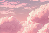 Fototapeta Do akwarium - Pink aesthetic wallpaper with cloud. Generative AI.
