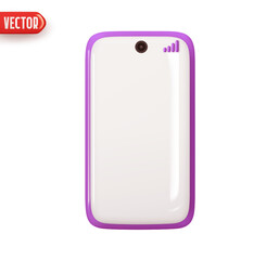 Wall Mural - purple modern smartphone. mobile phone lilac color. realistic 3d design in cartoon style. icon isola